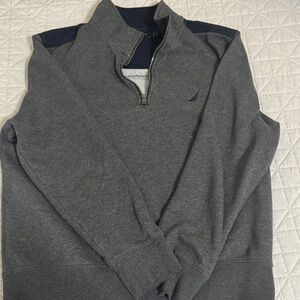 Nautica Men's Charcoal and Navy Zip-Up Sweater